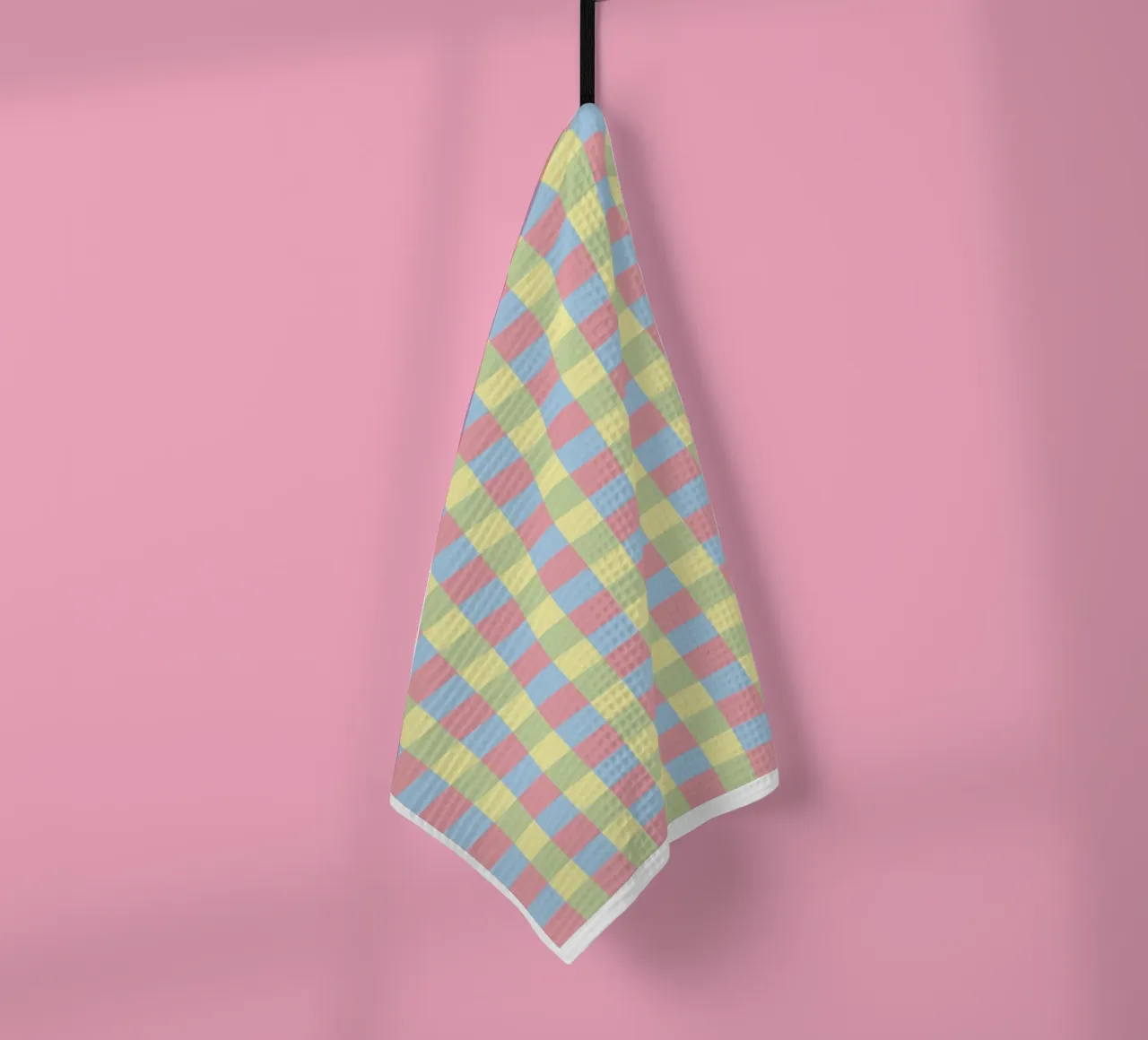 Motif à carreaux (tons vert, bleu et rose) torchon de Paigaam Studio
