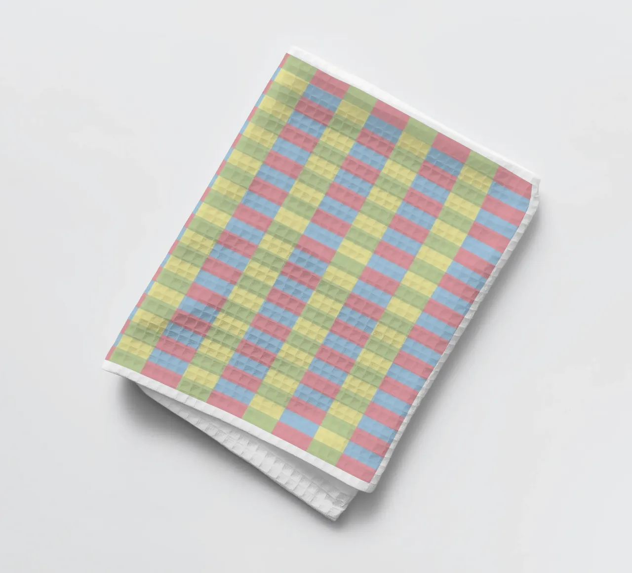 Motif à carreaux (tons vert, bleu et rose) torchon de Paigaam Studio