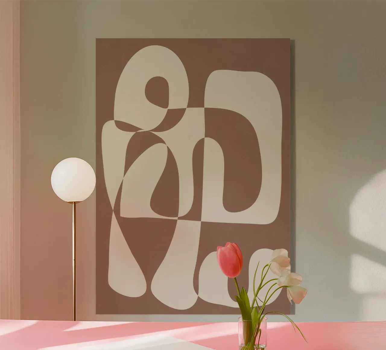 Mocha Modern Abstract 1 acryl van Nadjaa