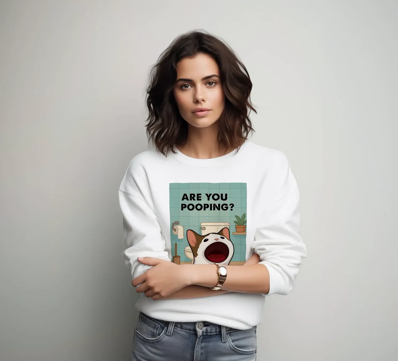 Are You Pooping_ Poster divertente per gatti felpa da JoyWalkerShop