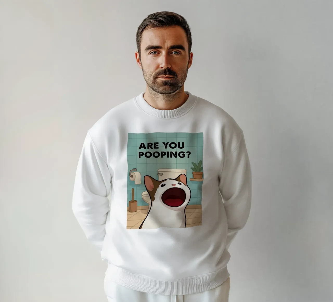 Are You Pooping_ Poster divertente per gatti felpa da JoyWalkerShop