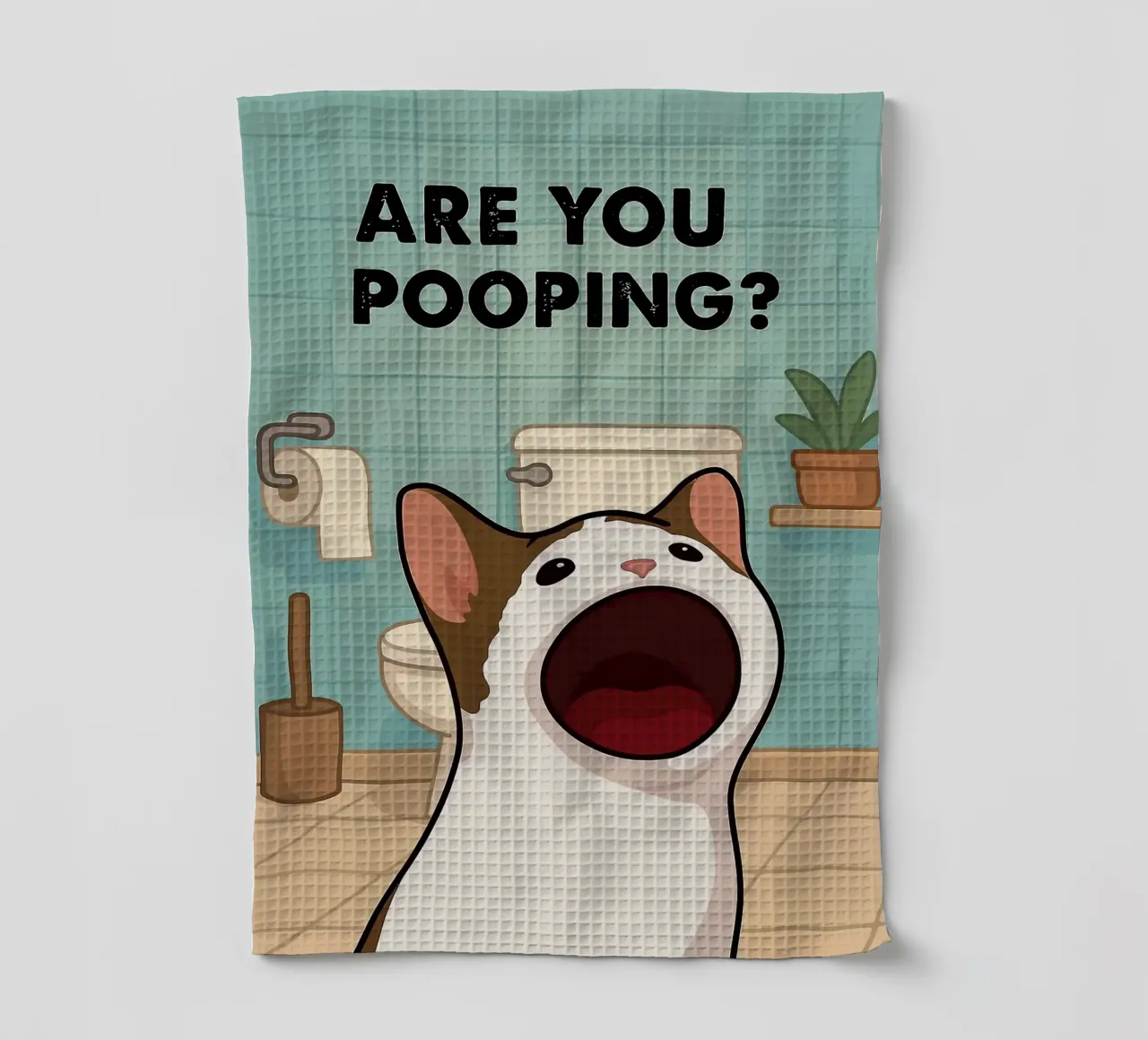 Are You Pooping_ Funny Cat Poster torchon de JoyWalkerShop