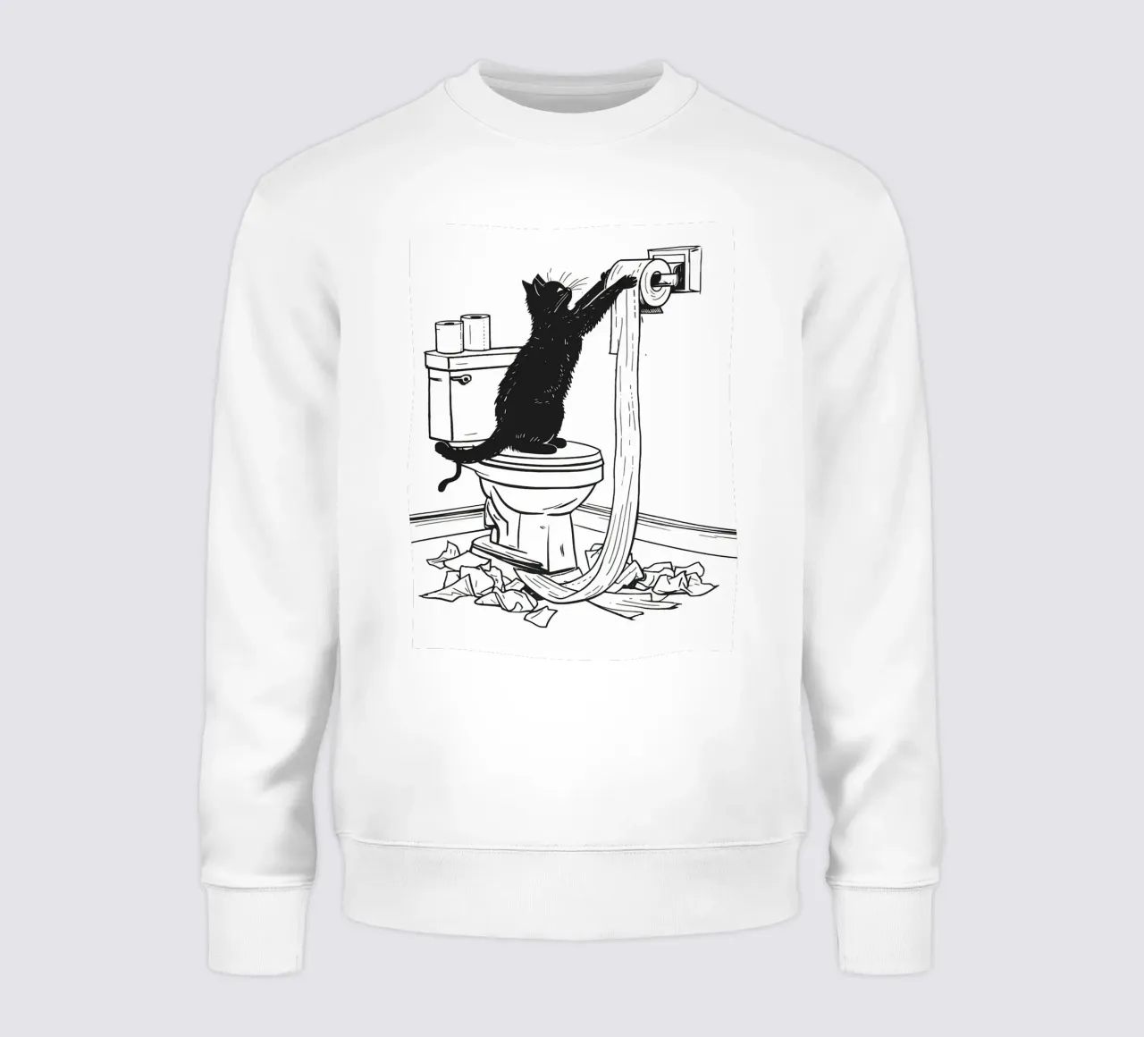 Mischievous Cat with Toilet Paper sweatshirt by JoyWalkerShop