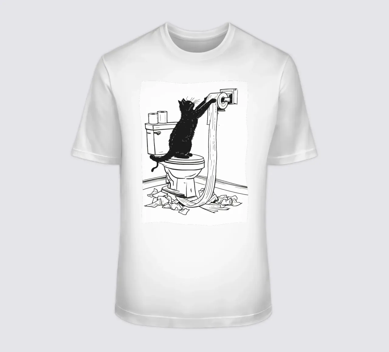 Chat espiègle avec papier hygiénique t-shirt de JoyWalkerShop