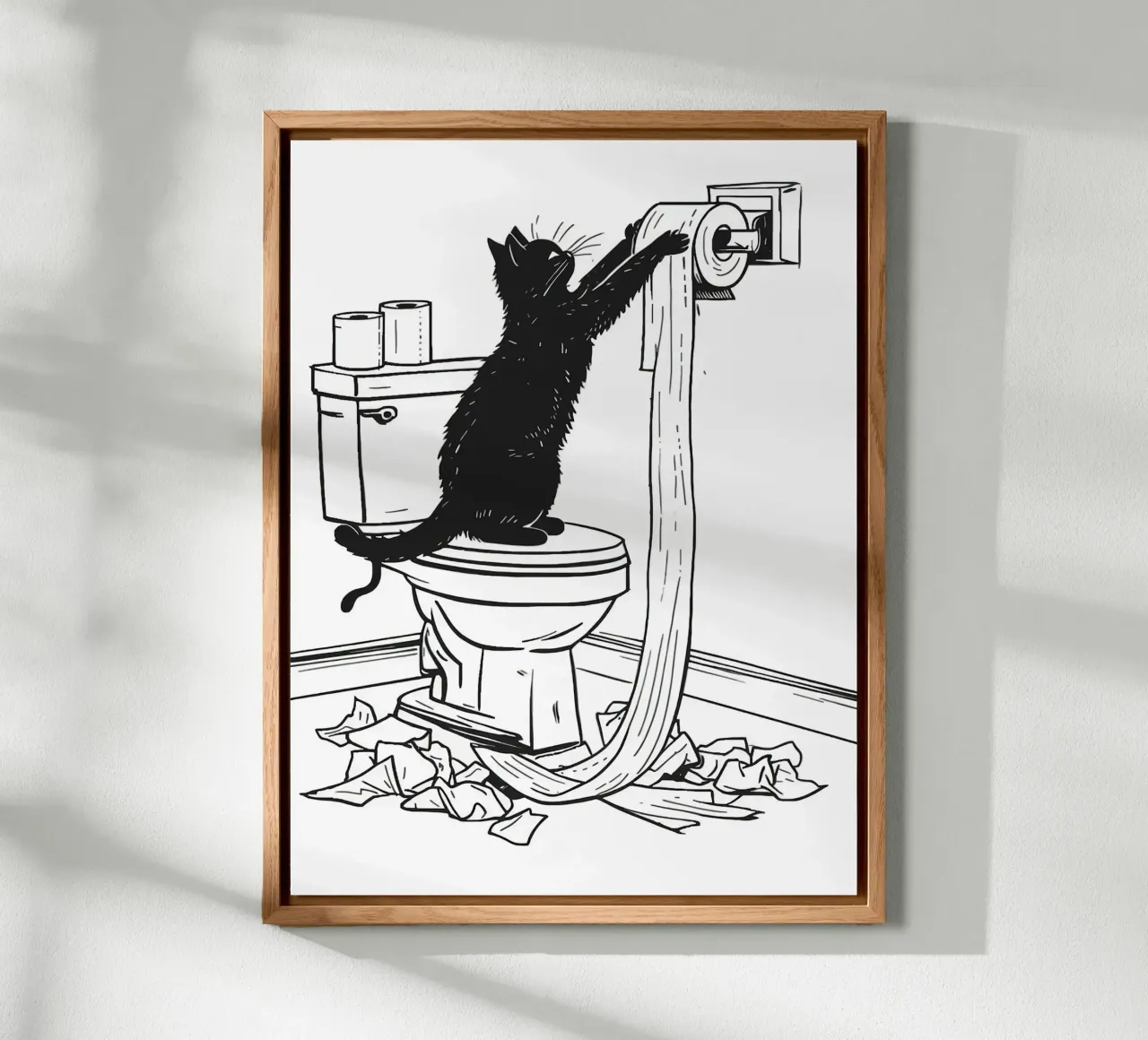Mischievous Cat with Toilet Paper alu-dibond by JoyWalkerShop