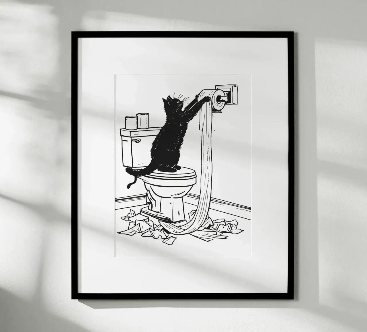 Mischievous Cat with Toilet Paper hahnemühle by JoyWalkerShop