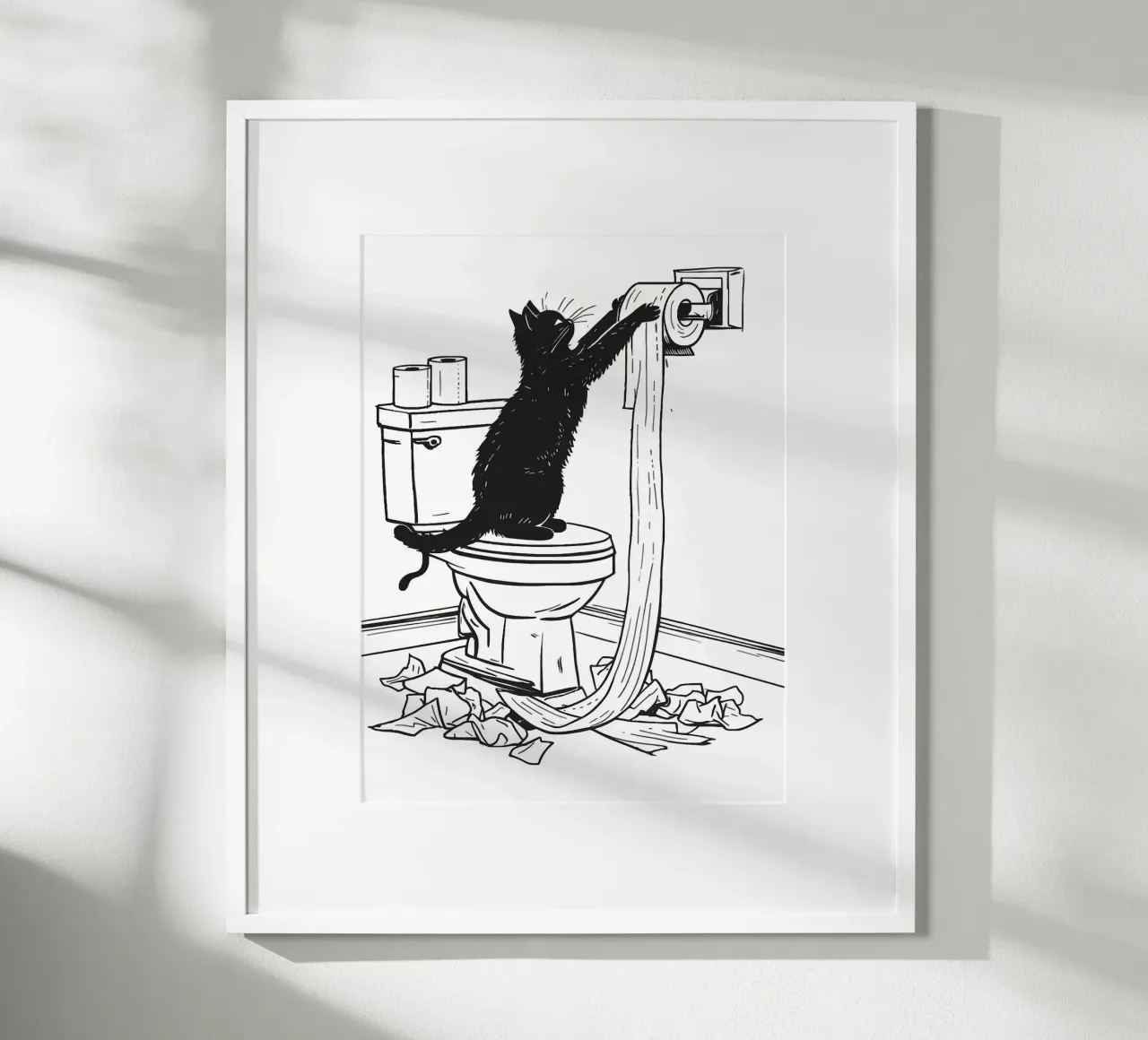 Mischievous Cat with Toilet Paper hahnemühle by JoyWalkerShop