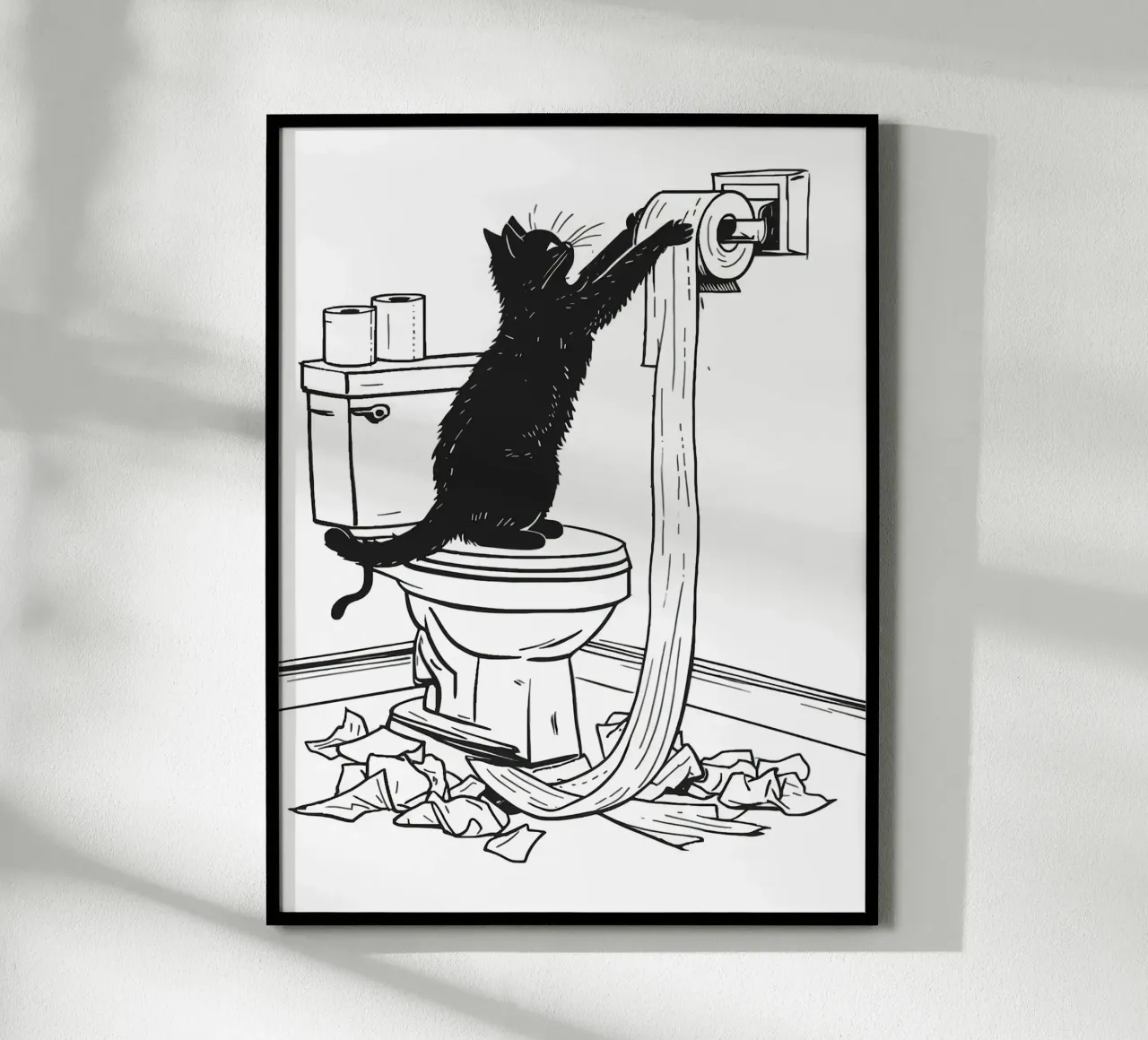Mischievous Cat with Toilet Paper hahnemühle by JoyWalkerShop