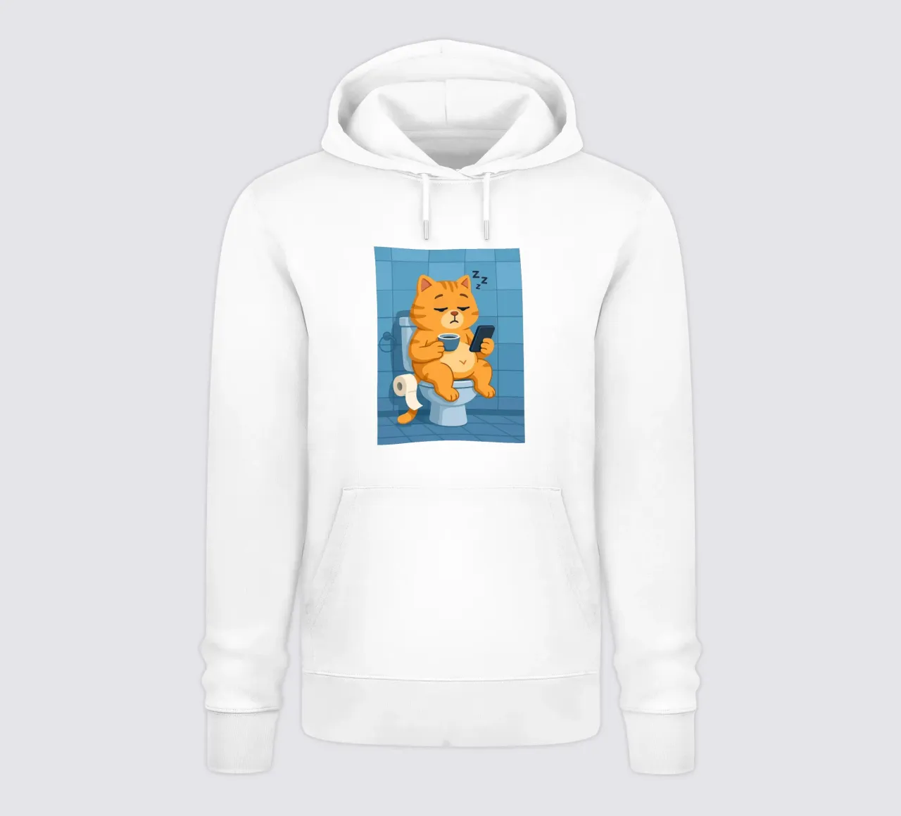 Gatto addormentato sul water con caffè felpa con cappuccio da JoyWalkerShop