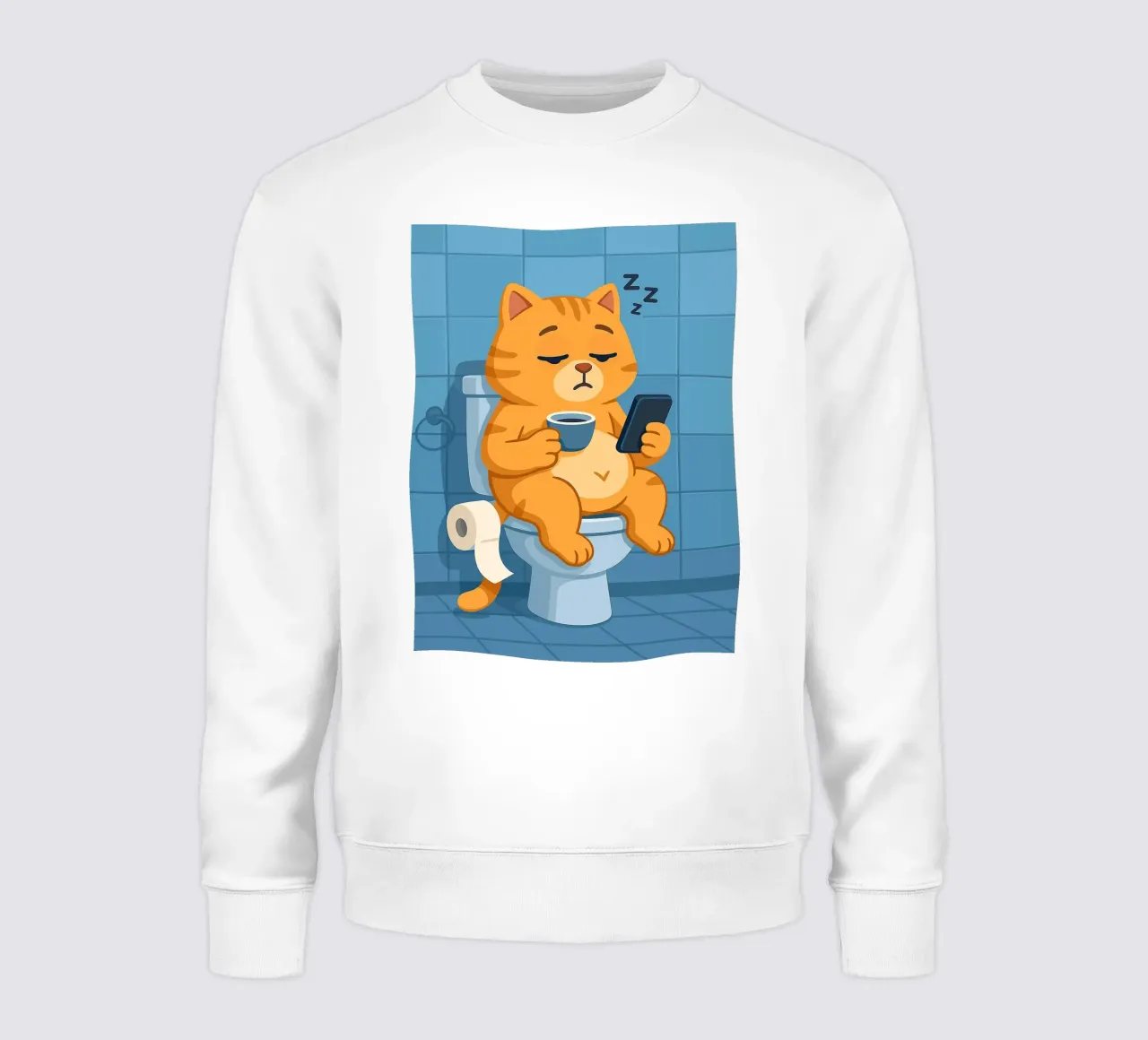 Gatto addormentato sul water con caffè felpa da JoyWalkerShop