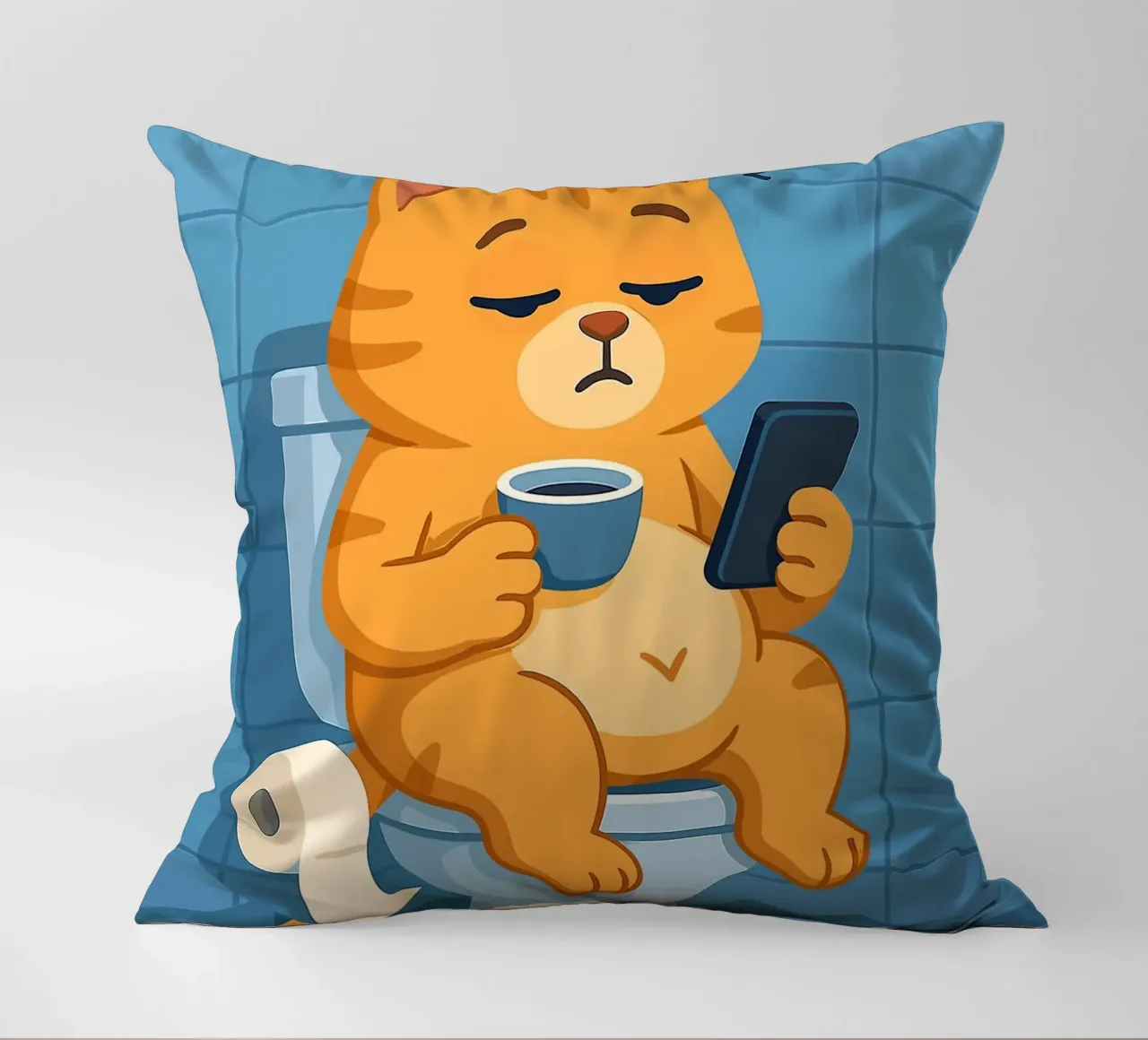 Gatto addormentato sul water con caffè cuscino da JoyWalkerShop
