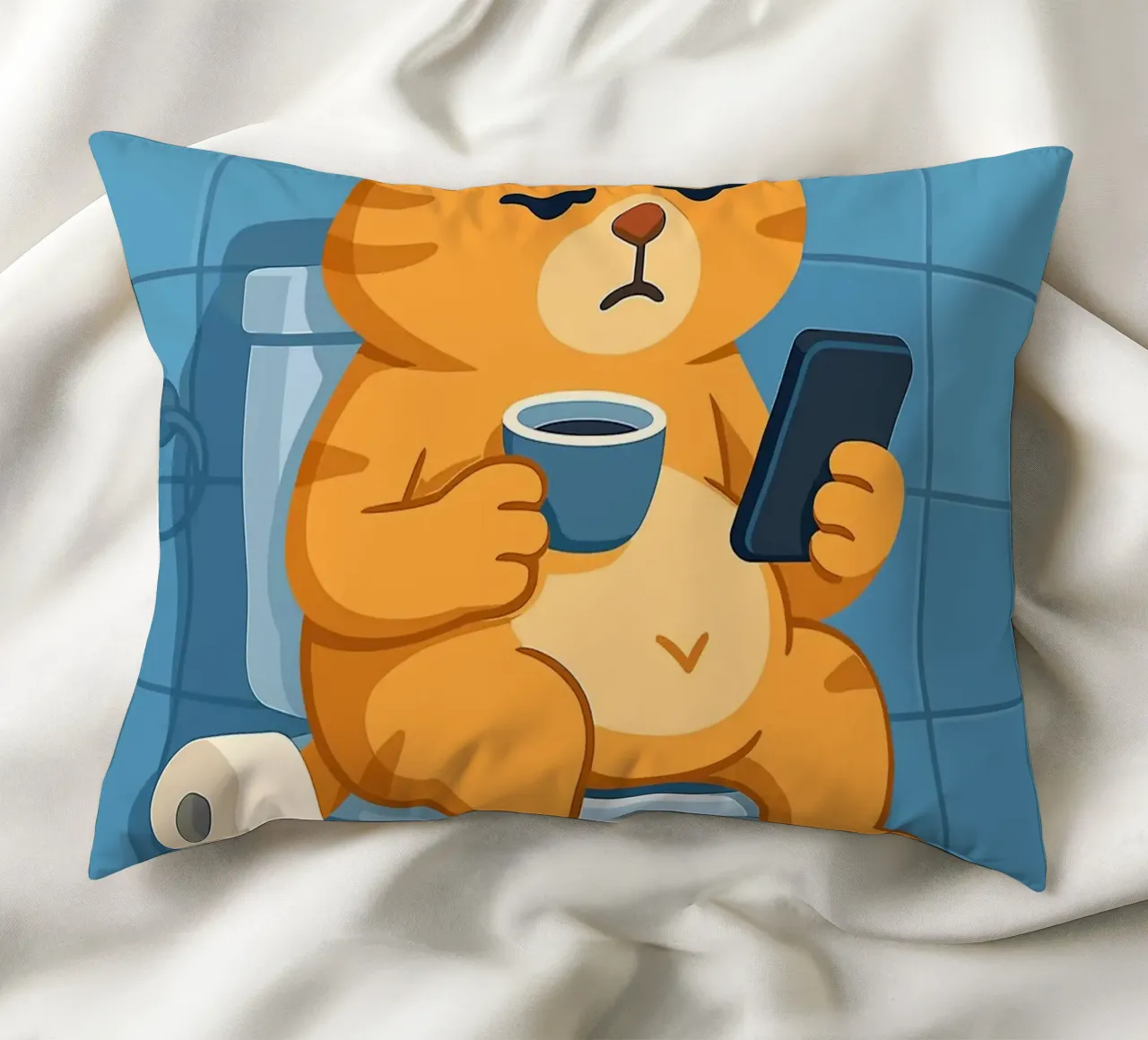 Gatto addormentato sul water con caffè cuscino da JoyWalkerShop