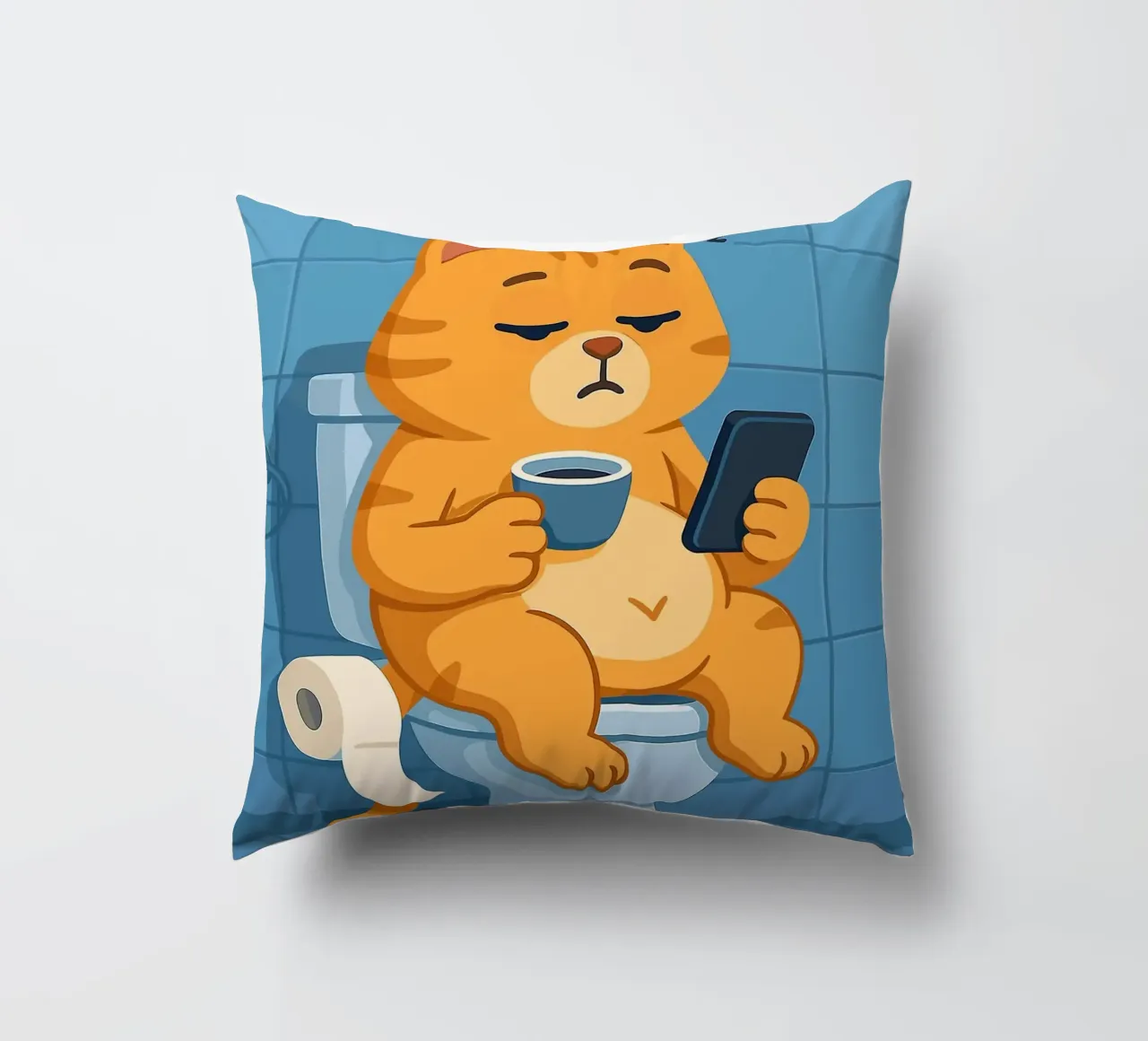 Gatto addormentato sul water con caffè cuscino da JoyWalkerShop