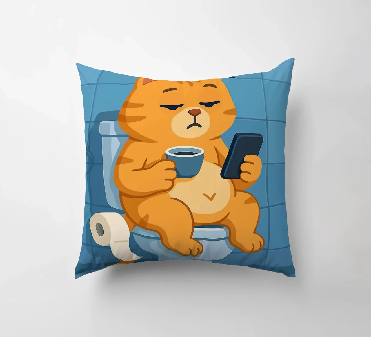 Gatto addormentato sul water con caffè cuscino da JoyWalkerShop