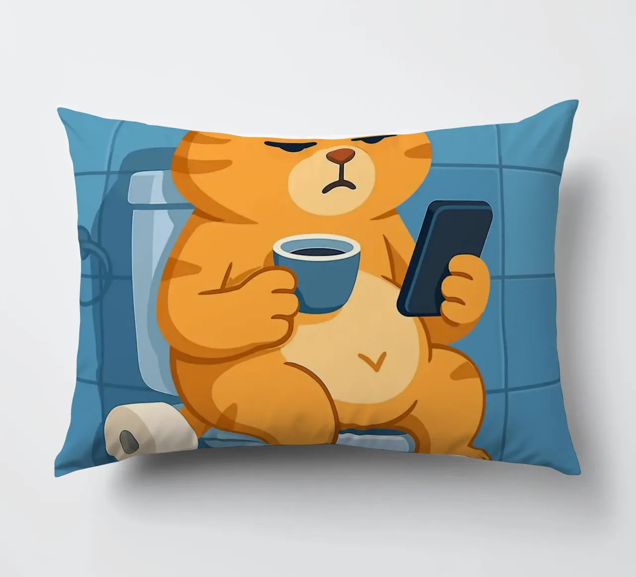 Gatto addormentato sul water con caffè cuscino da JoyWalkerShop
