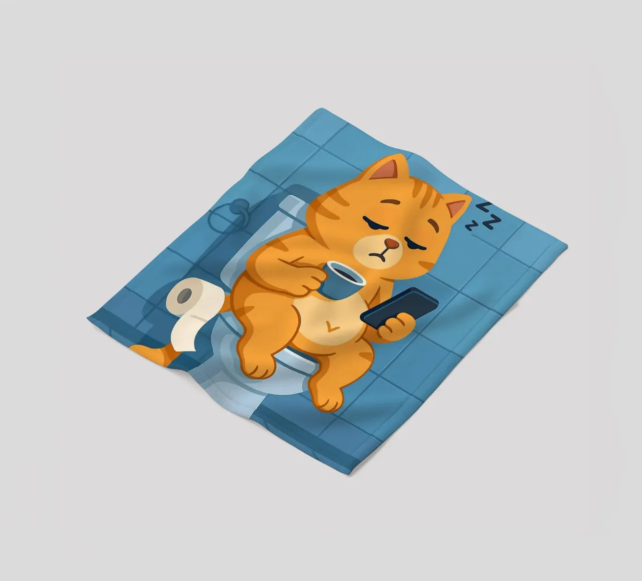 Gatto addormentato sul water con caffè coperta in pile da JoyWalkerShop