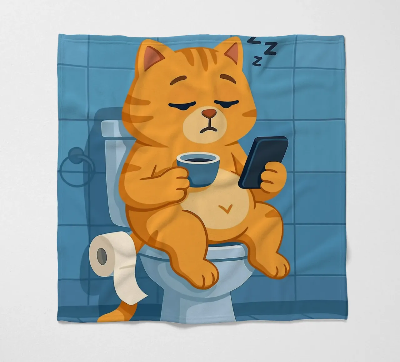 Gatto addormentato sul water con caffè coperta in pile da JoyWalkerShop