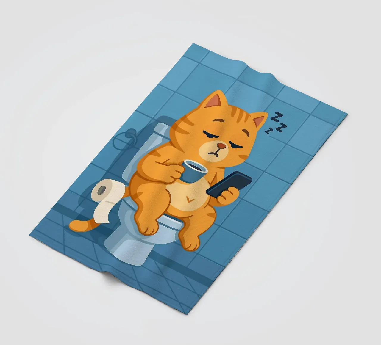 Gatto addormentato sul water con caffè coperta in pile da JoyWalkerShop
