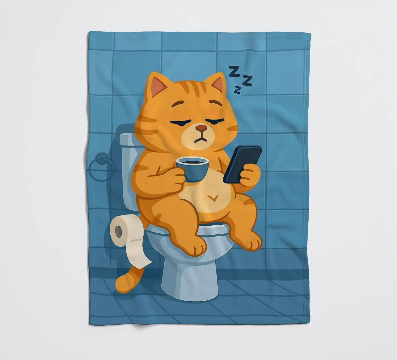 Gatto addormentato sul water con caffè coperta in pile da JoyWalkerShop
