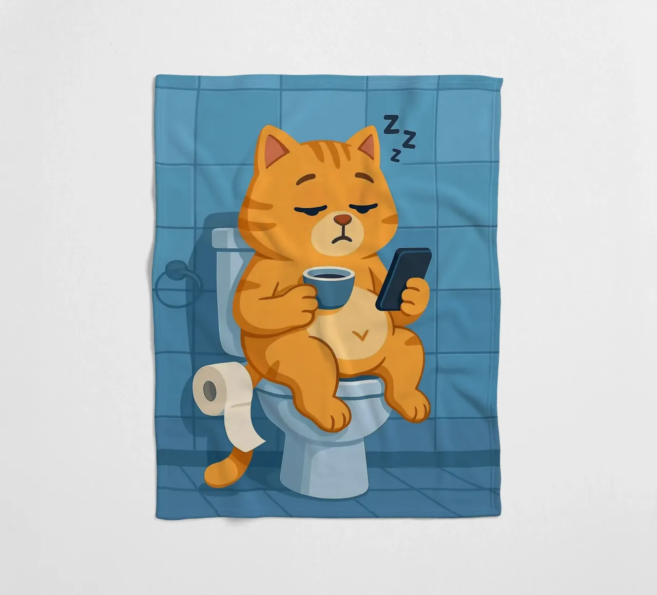 Gatto addormentato sul water con caffè coperta in pile da JoyWalkerShop