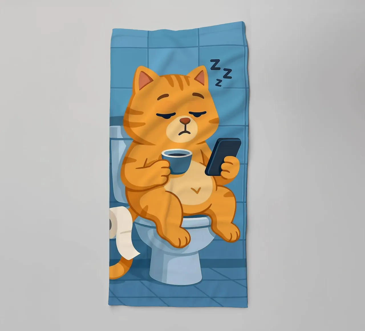 Gatto addormentato sul water con caffè asciugamano da bagno da JoyWalkerShop