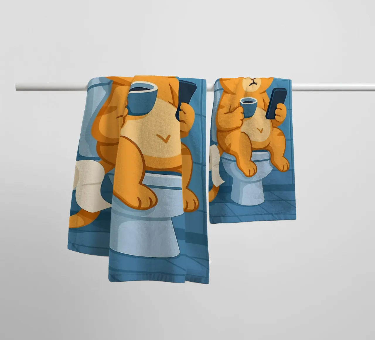 Gatto addormentato sul water con caffè asciugamano da bagno da JoyWalkerShop