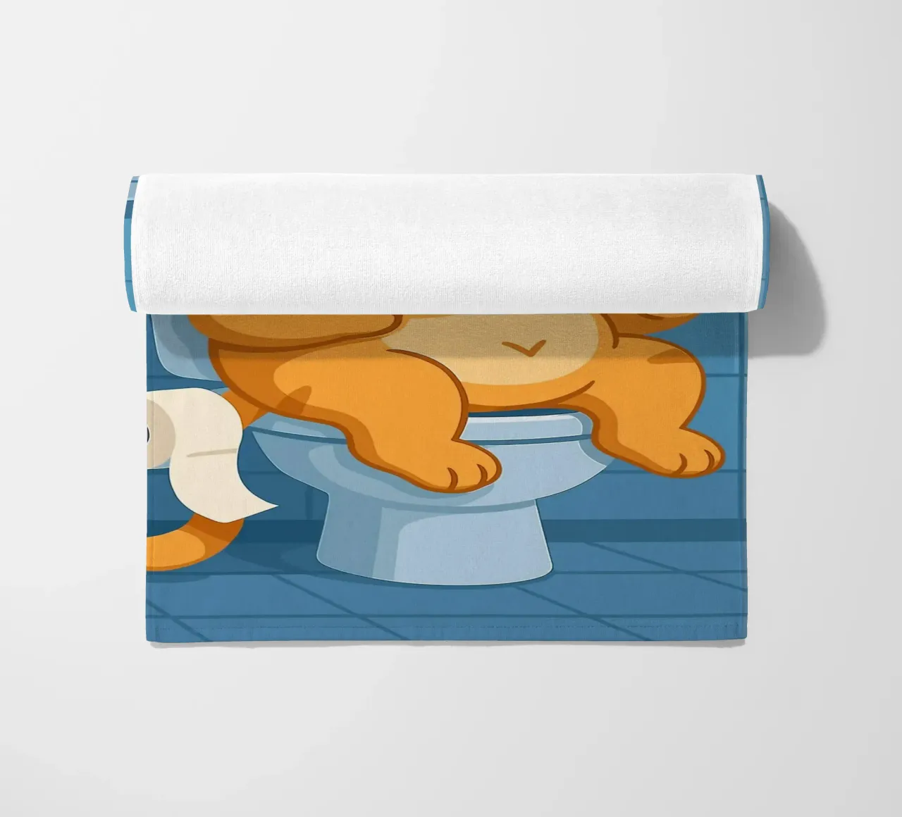 Gatto addormentato sul water con caffè telo mare da JoyWalkerShop
