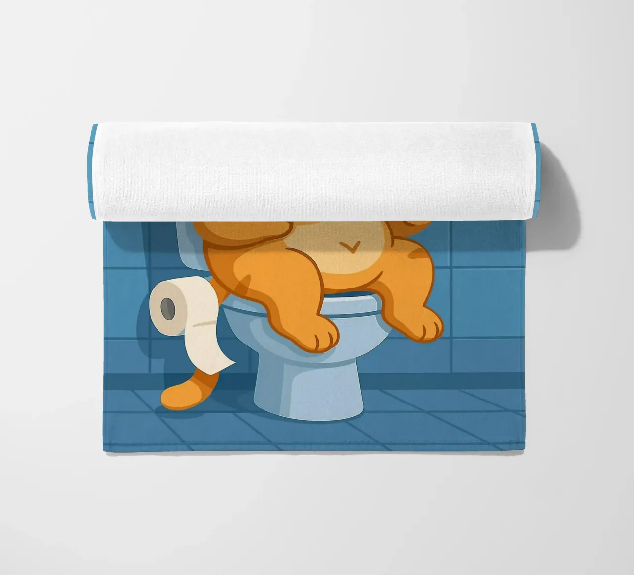 Gatto addormentato sul water con caffè telo mare da JoyWalkerShop