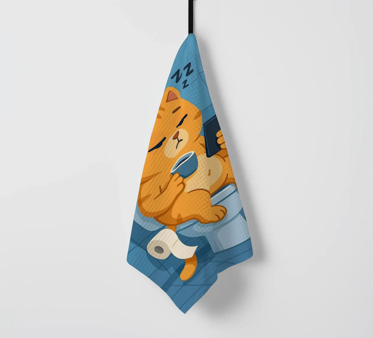 Gatto addormentato sul water con caffè canovaccio da cucina da JoyWalkerShop