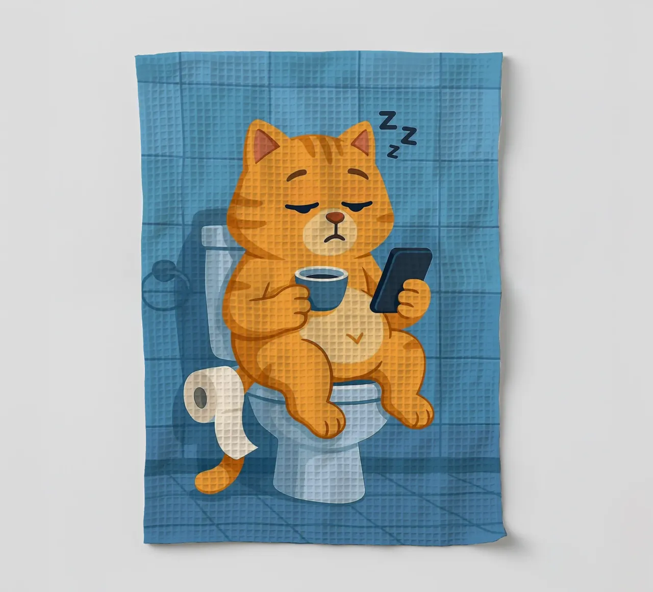 Gatto addormentato sul water con caffè canovaccio da cucina da JoyWalkerShop