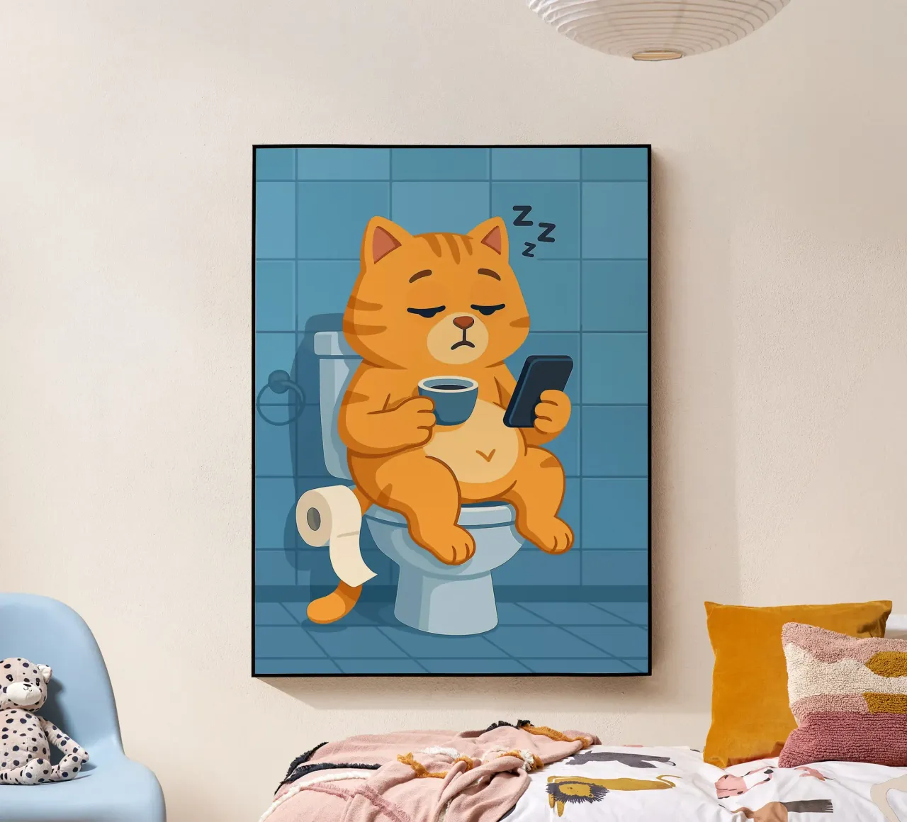 Gatto addormentato sul water con caffè plexiglass da JoyWalkerShop