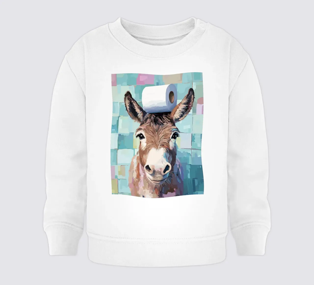 Asino con carta igienica in testa felpa neonato da JoyWalkerShop
