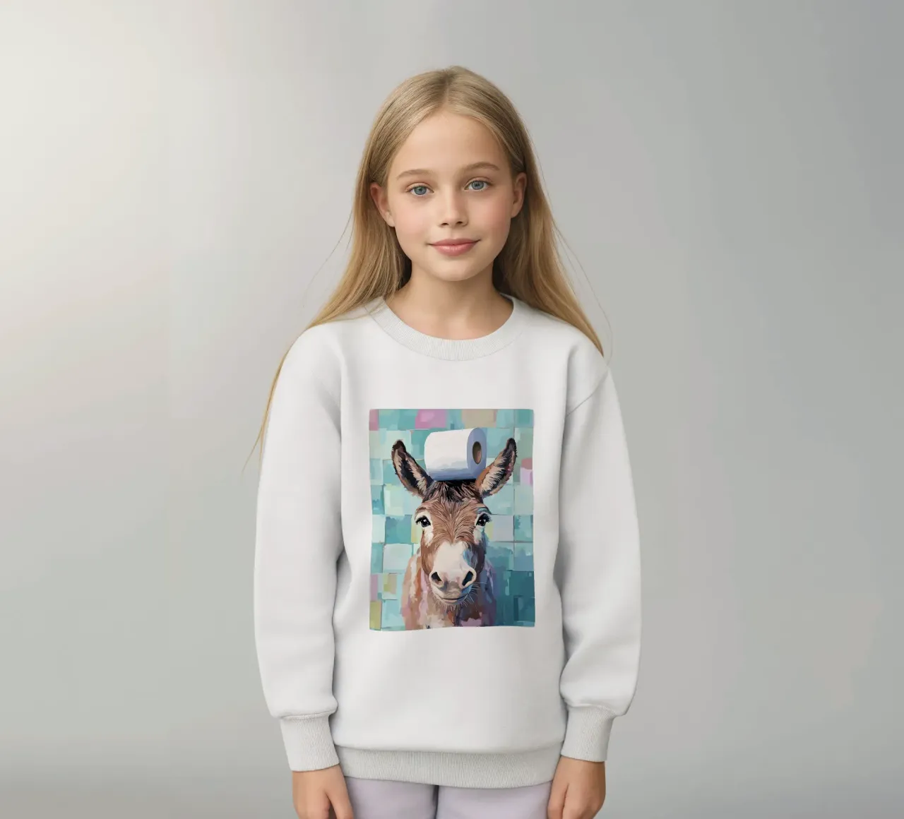 Asino con carta igienica in testa felpa bambino da JoyWalkerShop