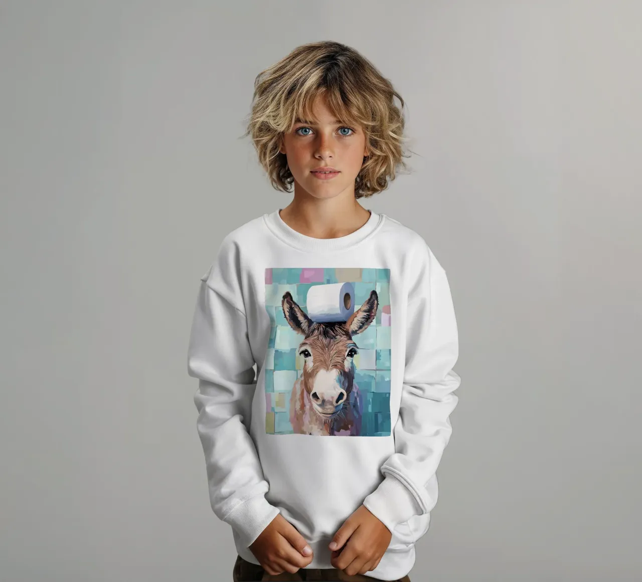 Asino con carta igienica in testa felpa bambino da JoyWalkerShop