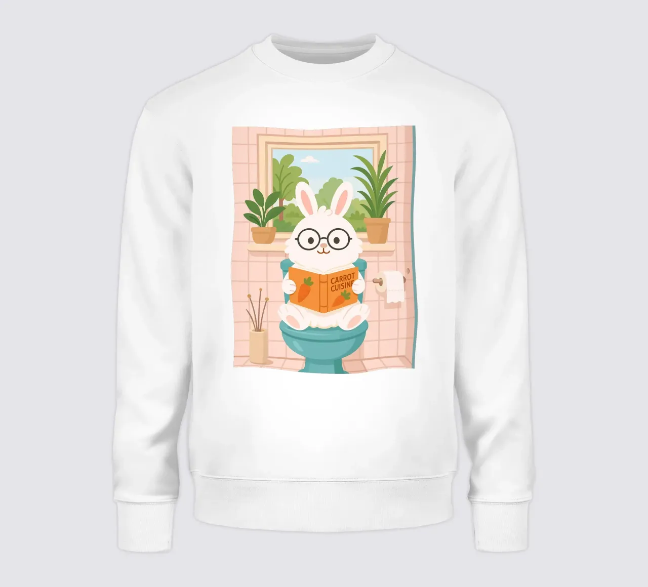 Conejo leyendo en el retrete sudadera de JoyWalkerShop