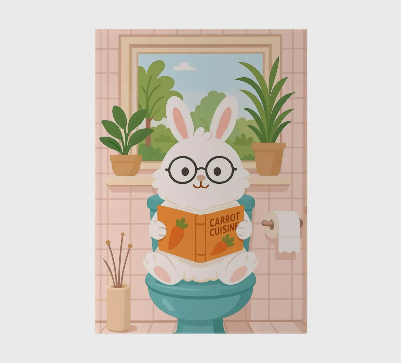 Rabbit Reading on Toilet notebook by JoyWalkerShop