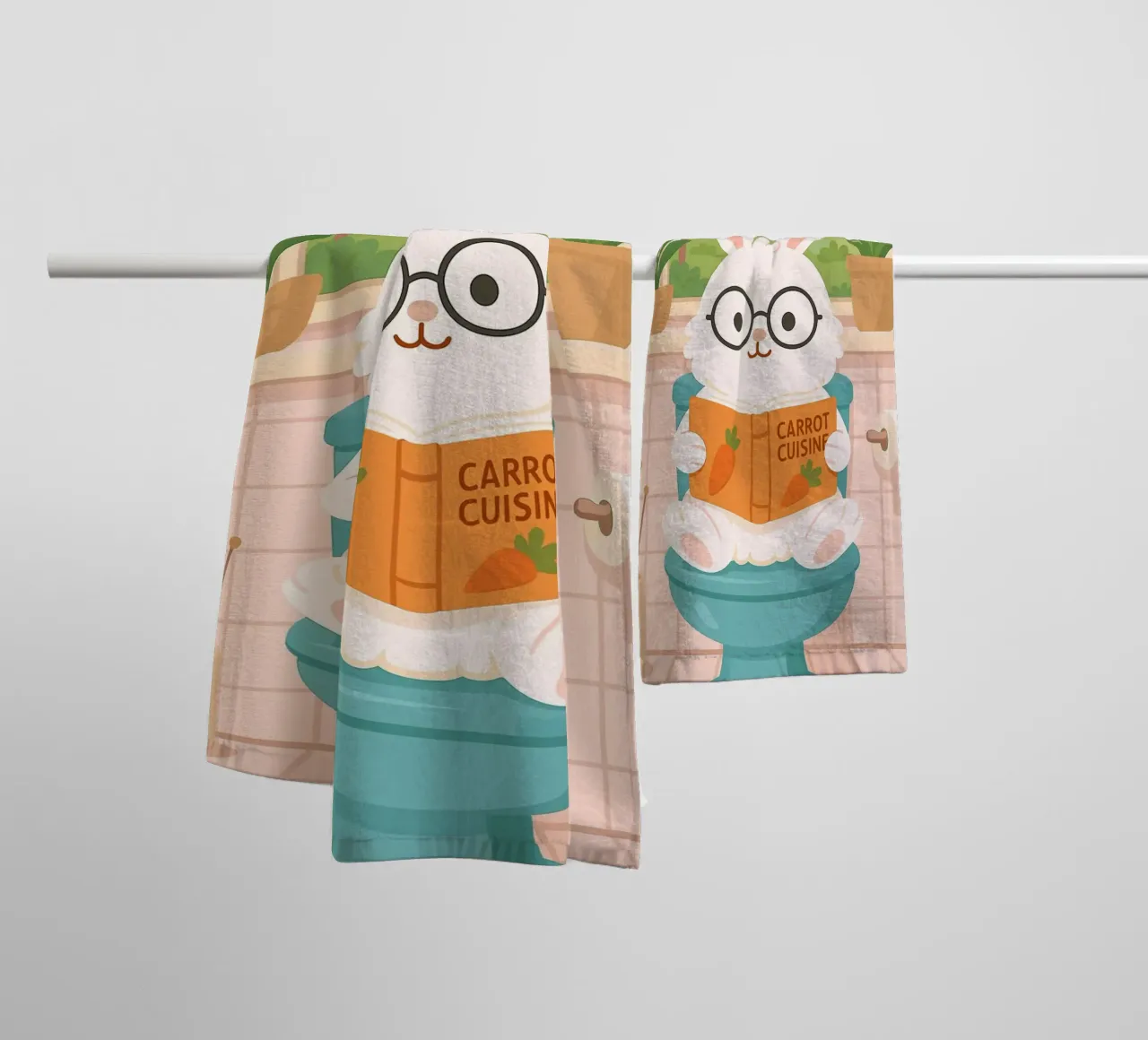 Rabbit Reading on Toilet towel by JoyWalkerShop