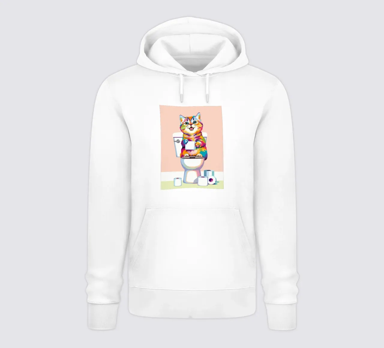 Gatto colorato sul water con carta felpa con cappuccio da JoyWalkerShop