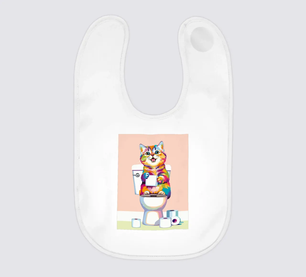 Gatto colorato sul water con carta bavaglino da JoyWalkerShop