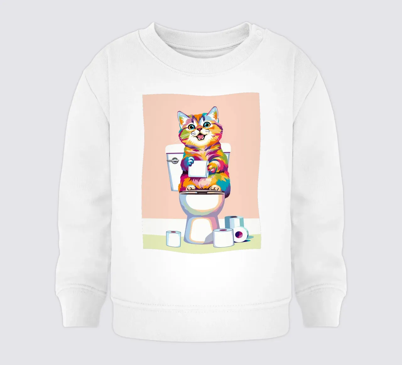 Gatto colorato sul water con carta felpa neonato da JoyWalkerShop