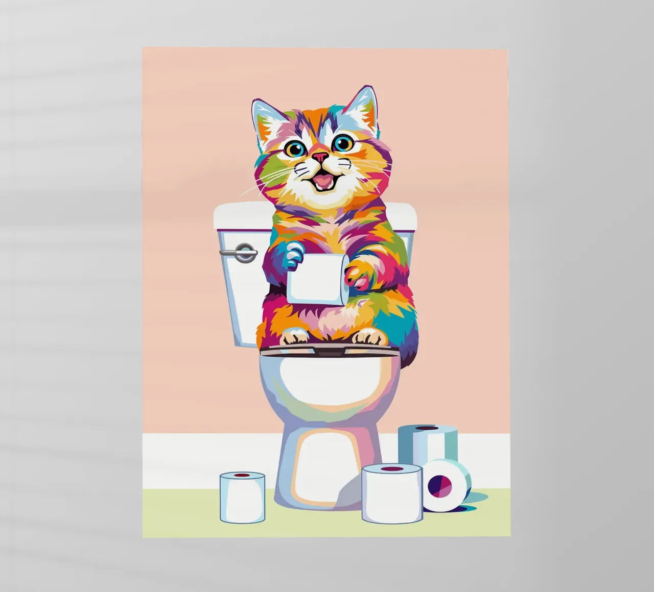 Gatto colorato sul water con carta pellicola backlit da JoyWalkerShop