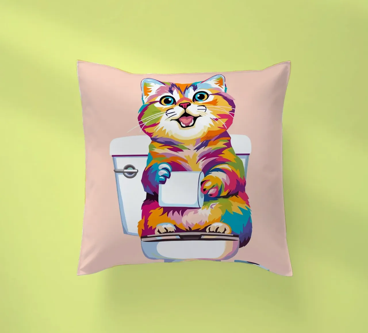 Gatto colorato sul water con carta cuscino da JoyWalkerShop
