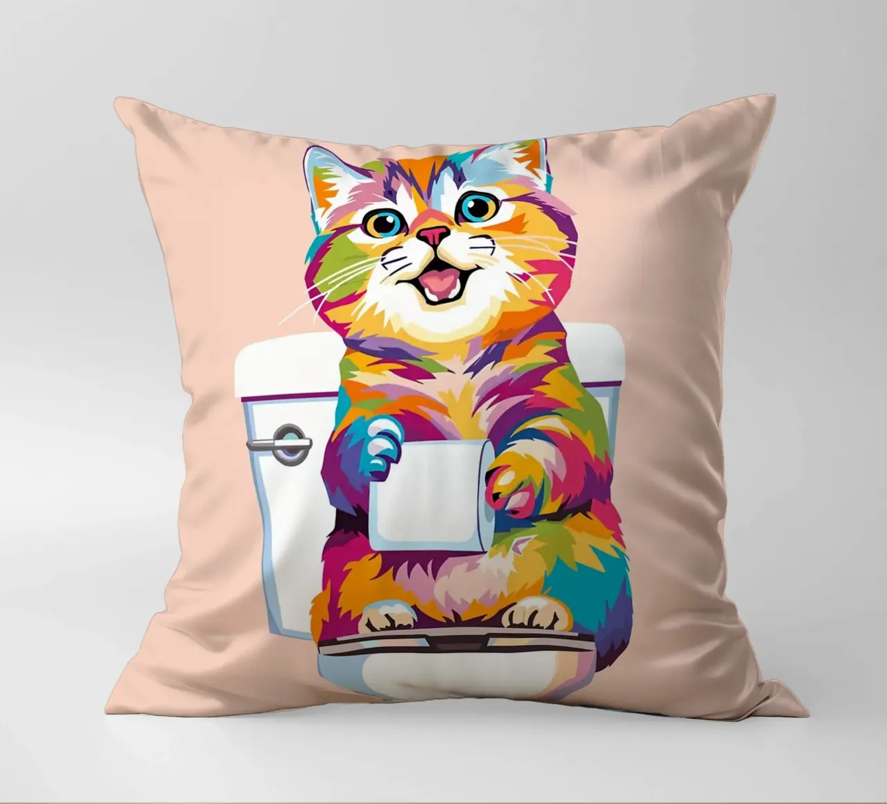 Gatto colorato sul water con carta cuscino da JoyWalkerShop