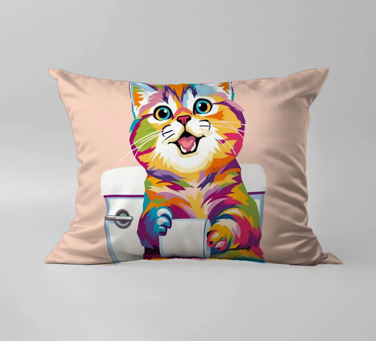 Gatto colorato sul water con carta cuscino da JoyWalkerShop