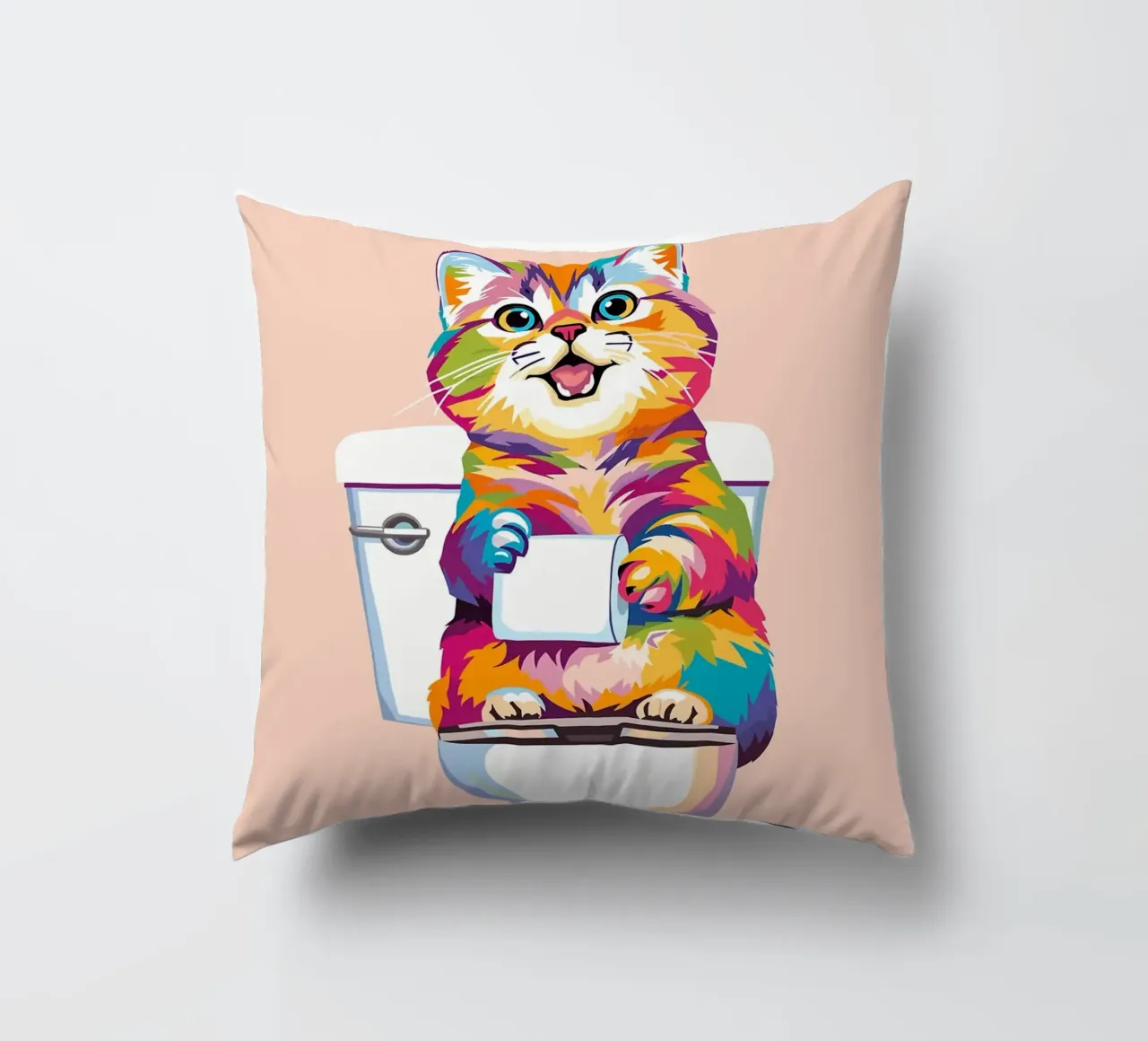 Gatto colorato sul water con carta cuscino da JoyWalkerShop