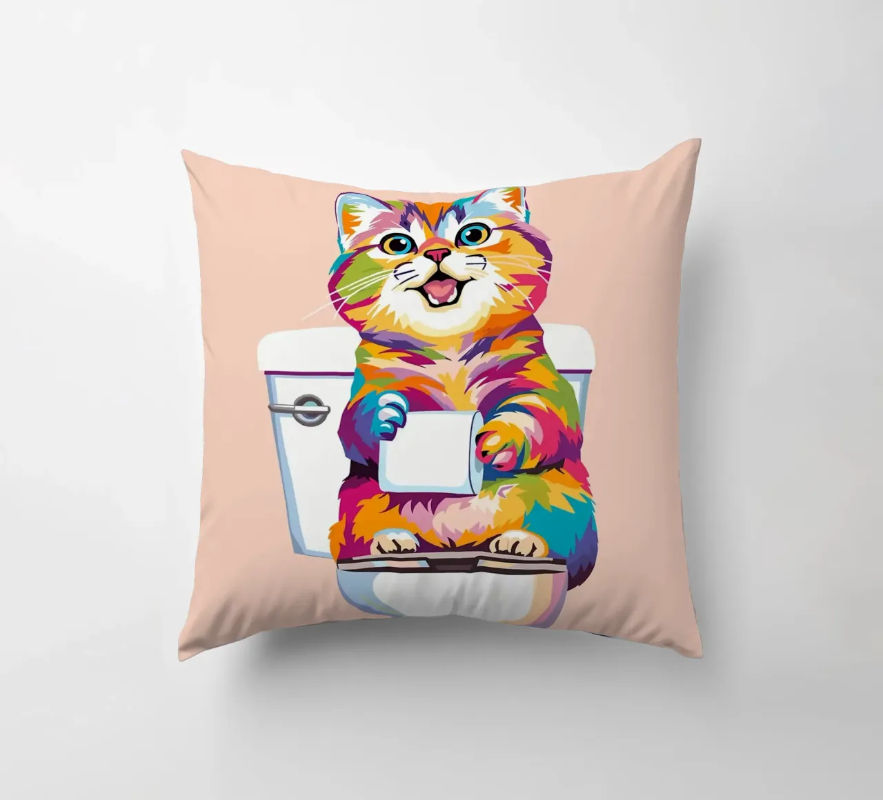 Gatto colorato sul water con carta cuscino da JoyWalkerShop