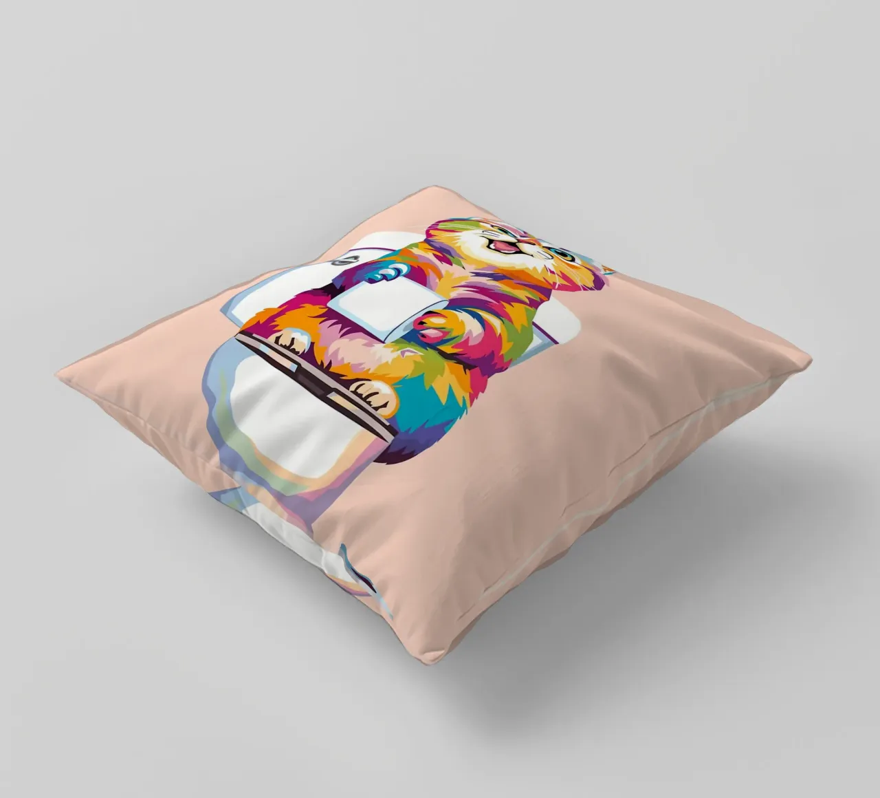 Gatto colorato sul water con carta cuscino da JoyWalkerShop
