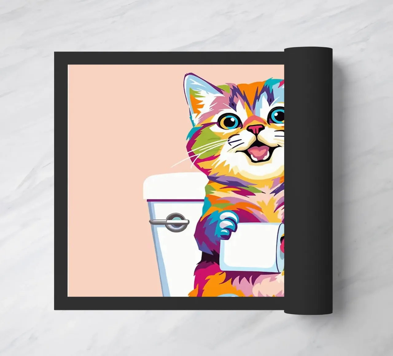 Gatto colorato sul water con carta zerbino da JoyWalkerShop