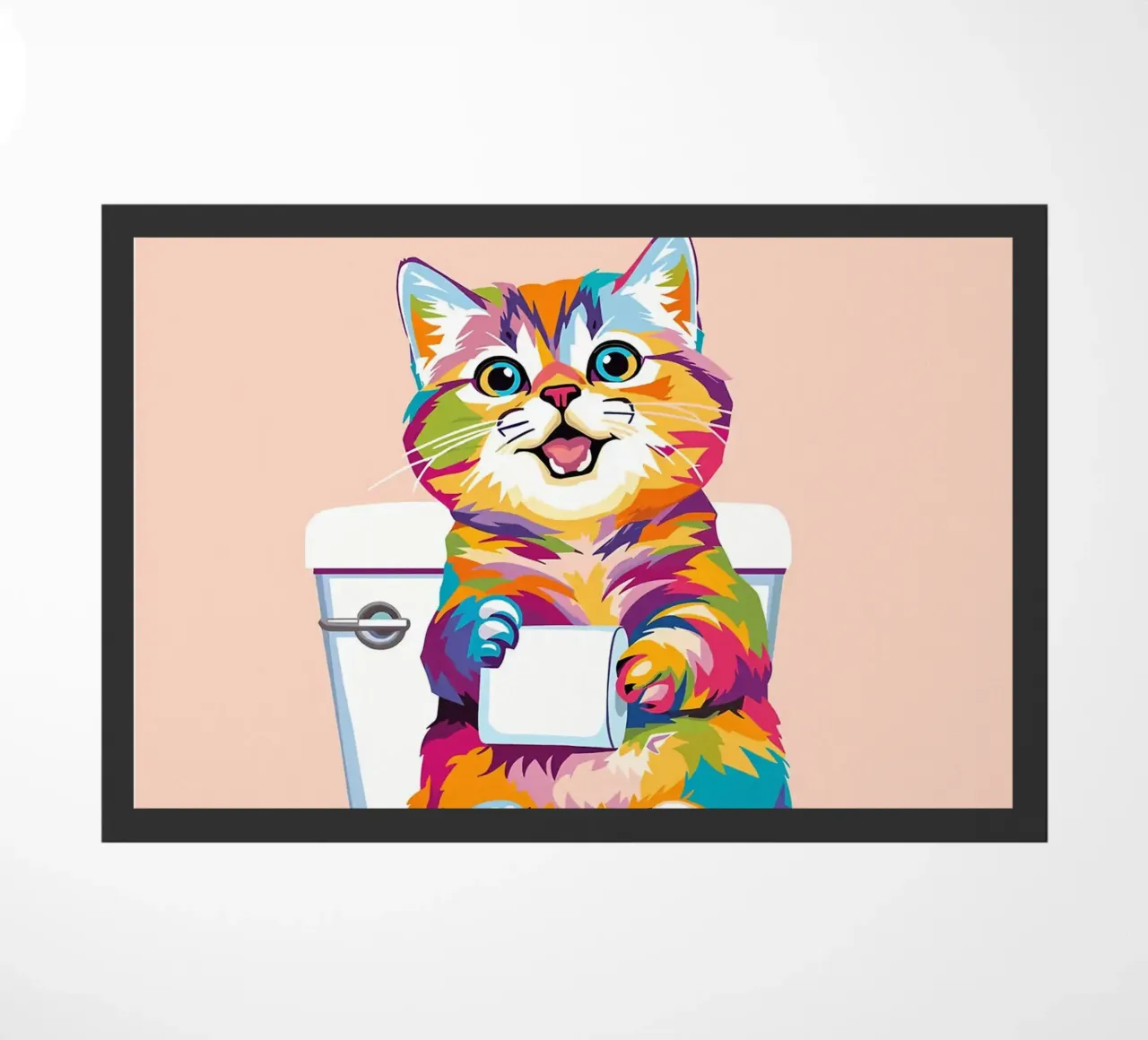 Gatto colorato sul water con carta zerbino da JoyWalkerShop