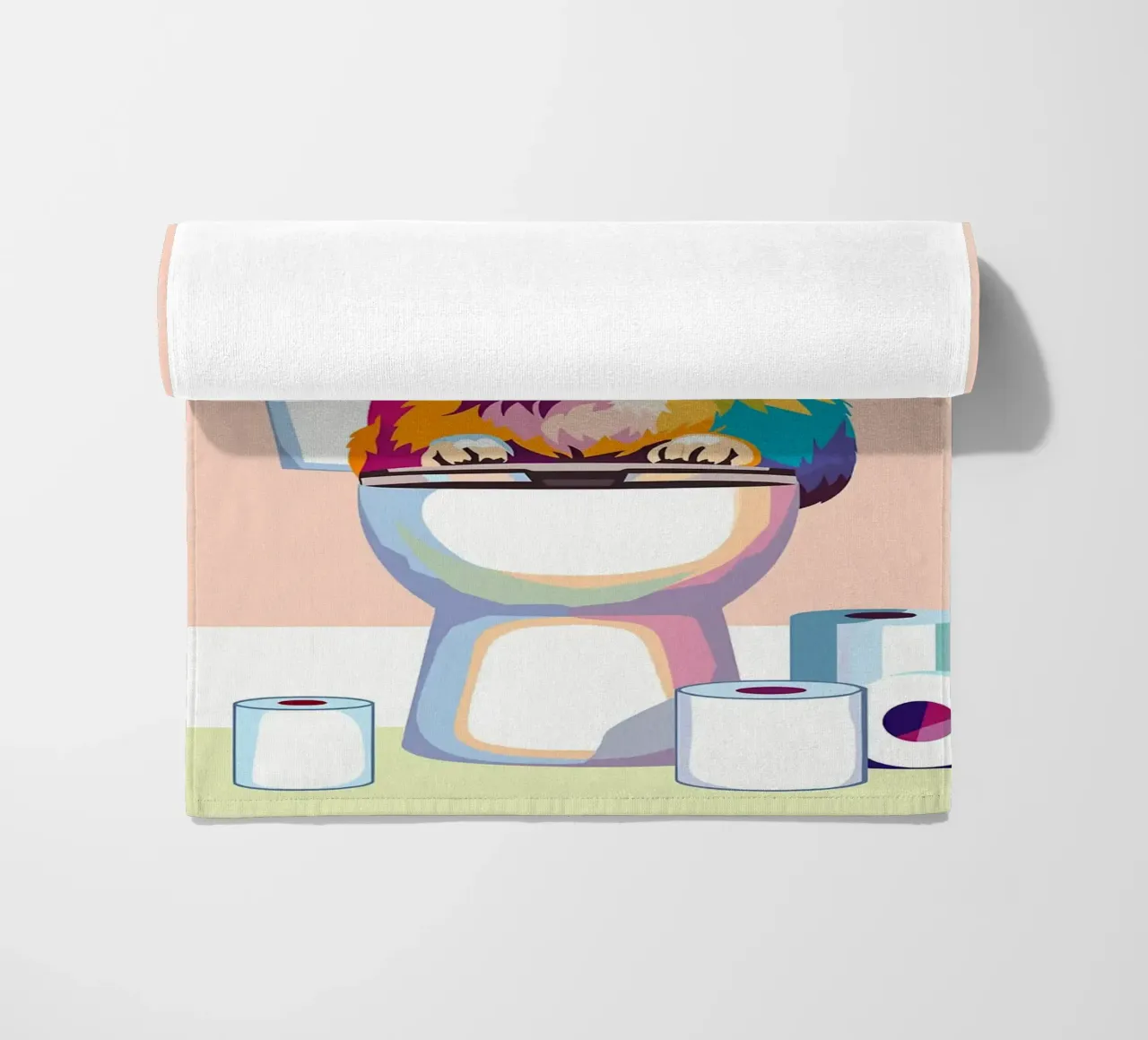 Gatto colorato sul water con carta telo mare da JoyWalkerShop